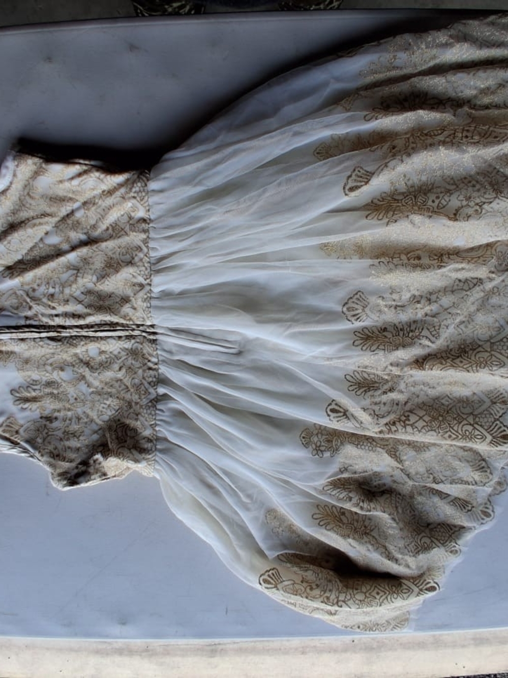 Elegant White and Gold Embroidered Women's Skirt